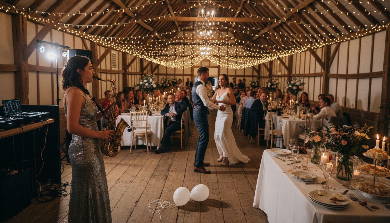 Saxophonist Begleitung – So bereichert sie Events 2 Saxophonist entertains wedding party guests