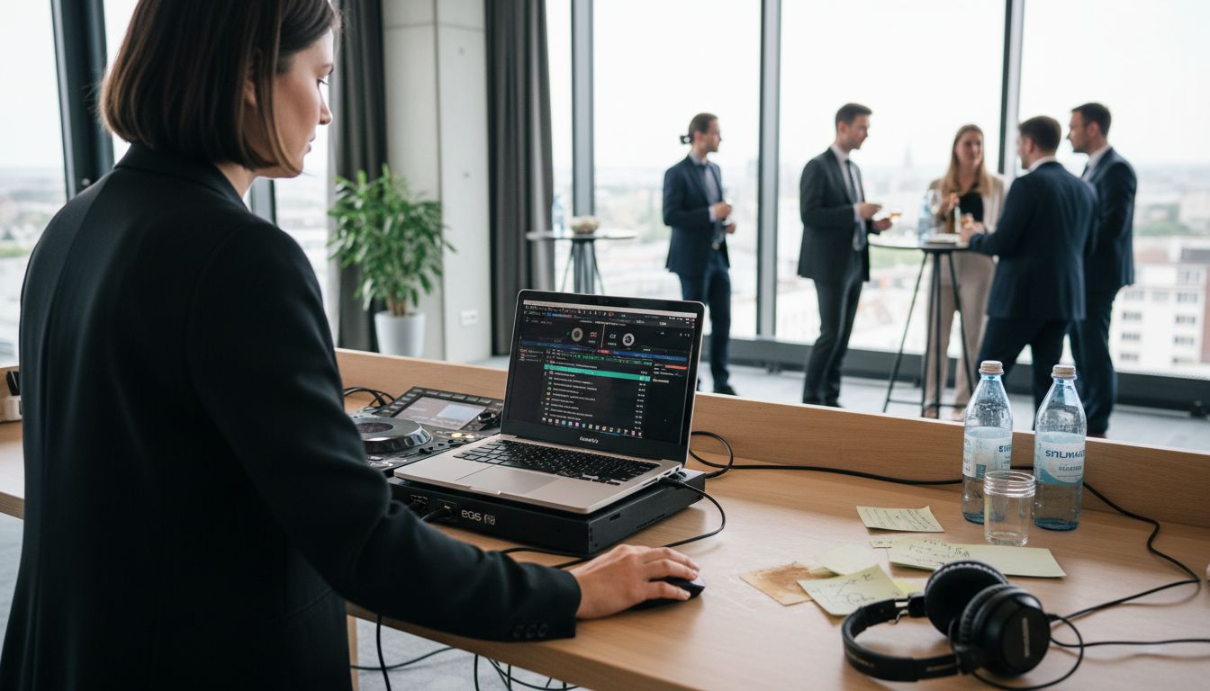 Warum DJ für Firmenfeier der Unterschied macht 2 Für die Firmenfeier stellt der DJ eine passende Playlist zusammen.