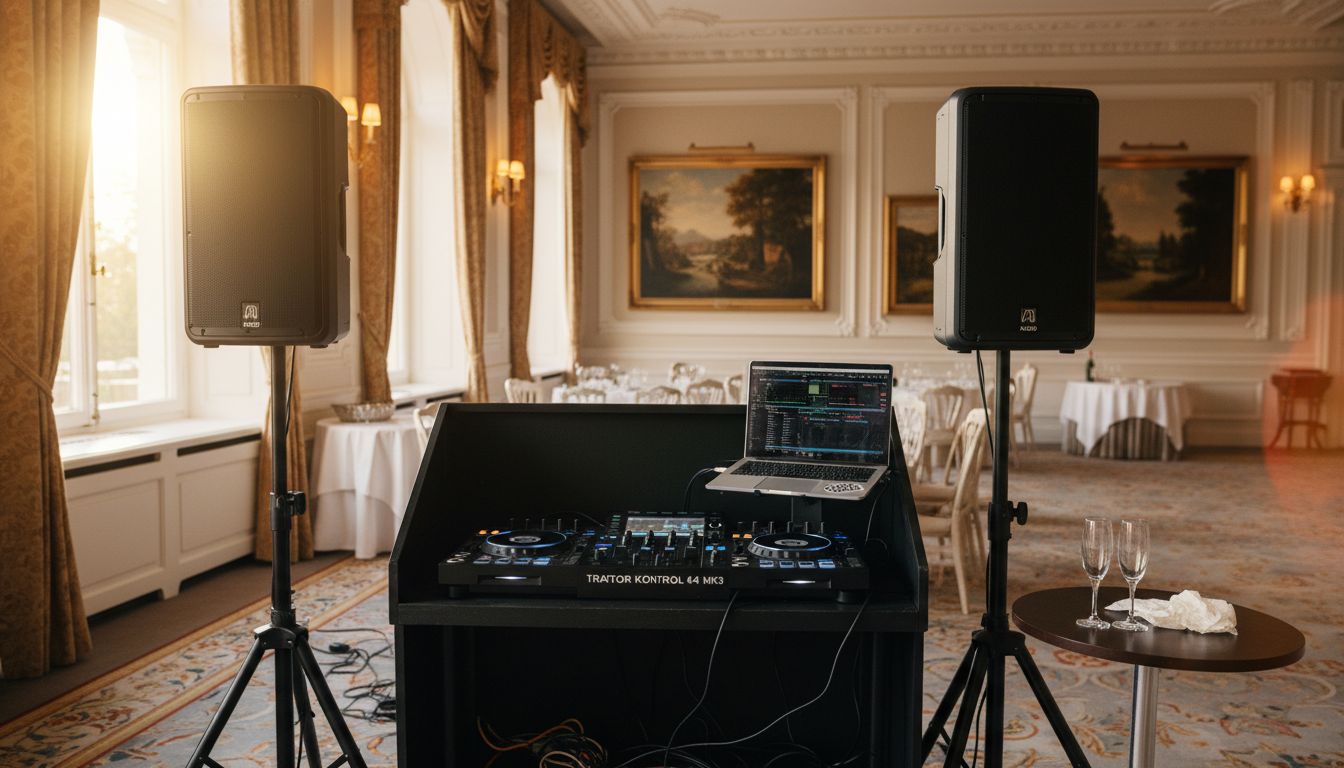 DJ-Equipment-Aufbau auf einer Hochzeitsfeier