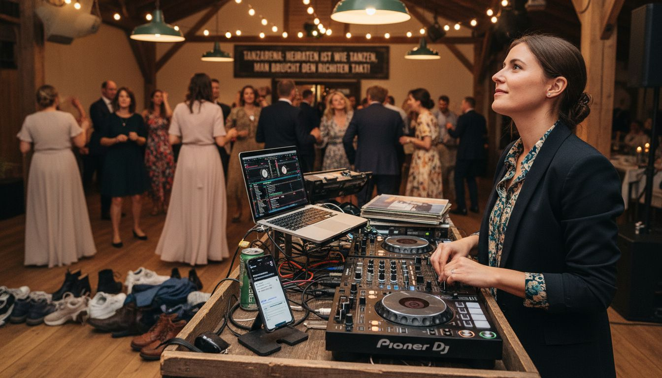Der DJ sorgt mit fließenden Übergängen für beste Stimmung auf der Hochzeitsfeier.