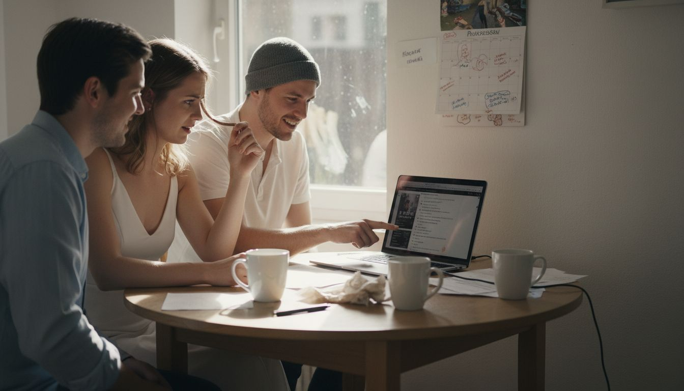 Das Brautpaar bespricht gemeinsam mit dem DJ, welche Lieder auf der Hochzeit gespielt werden sollen.