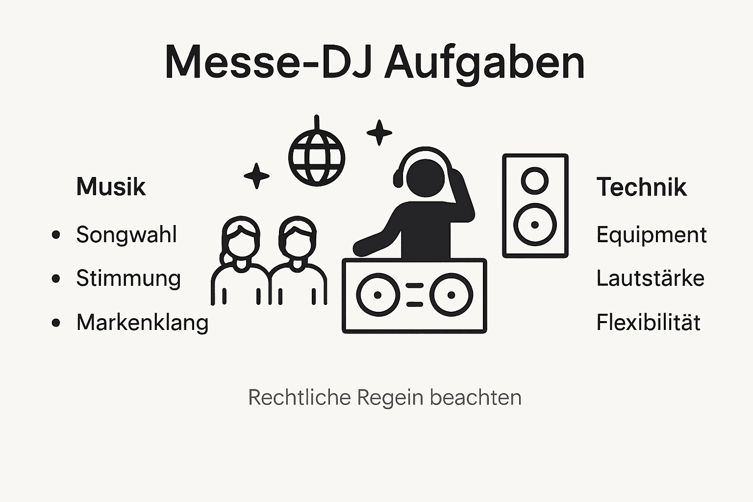 Was ist ein Messe-DJ? Mehr Besucher am Messestand 3 Übersicht: Die wichtigsten Aufgaben eines DJs auf Events – von Technik bis Messe-Einsatz