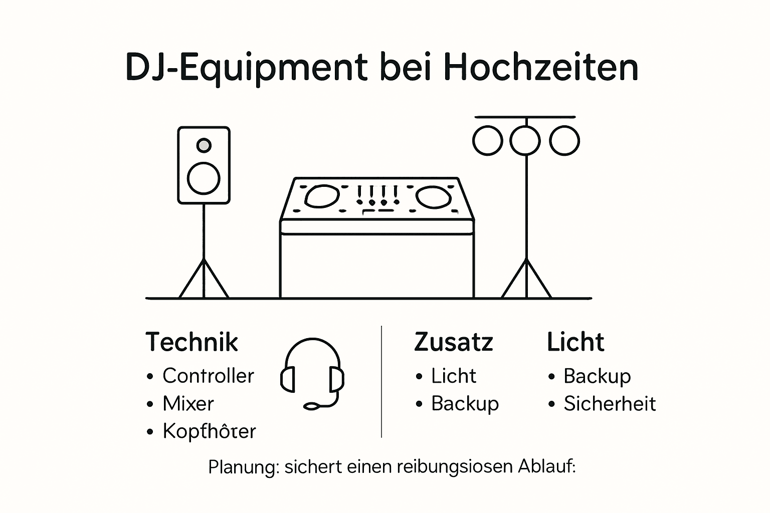 Infografik: Das wichtigste DJ-Equipment für die perfekte Hochzeitsfeier im Überblick