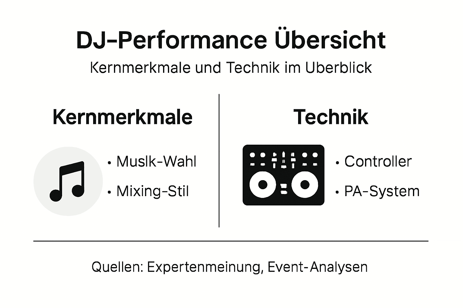 Infografik: Die wichtigsten technischen Merkmale einer DJ-Performance im Überblick