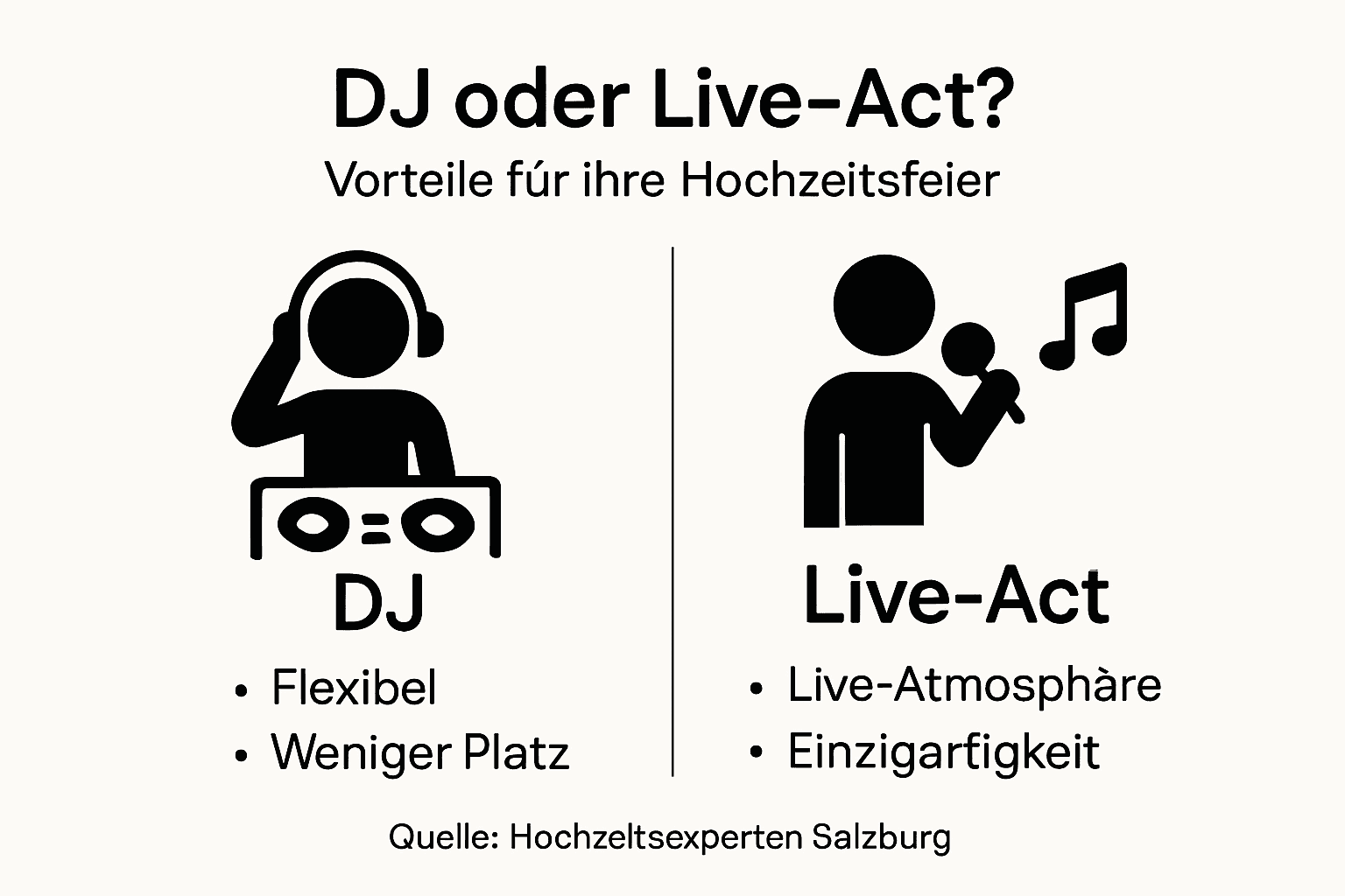 Infografik: DJ oder Live-Band – Was passt besser zur Hochzeit?