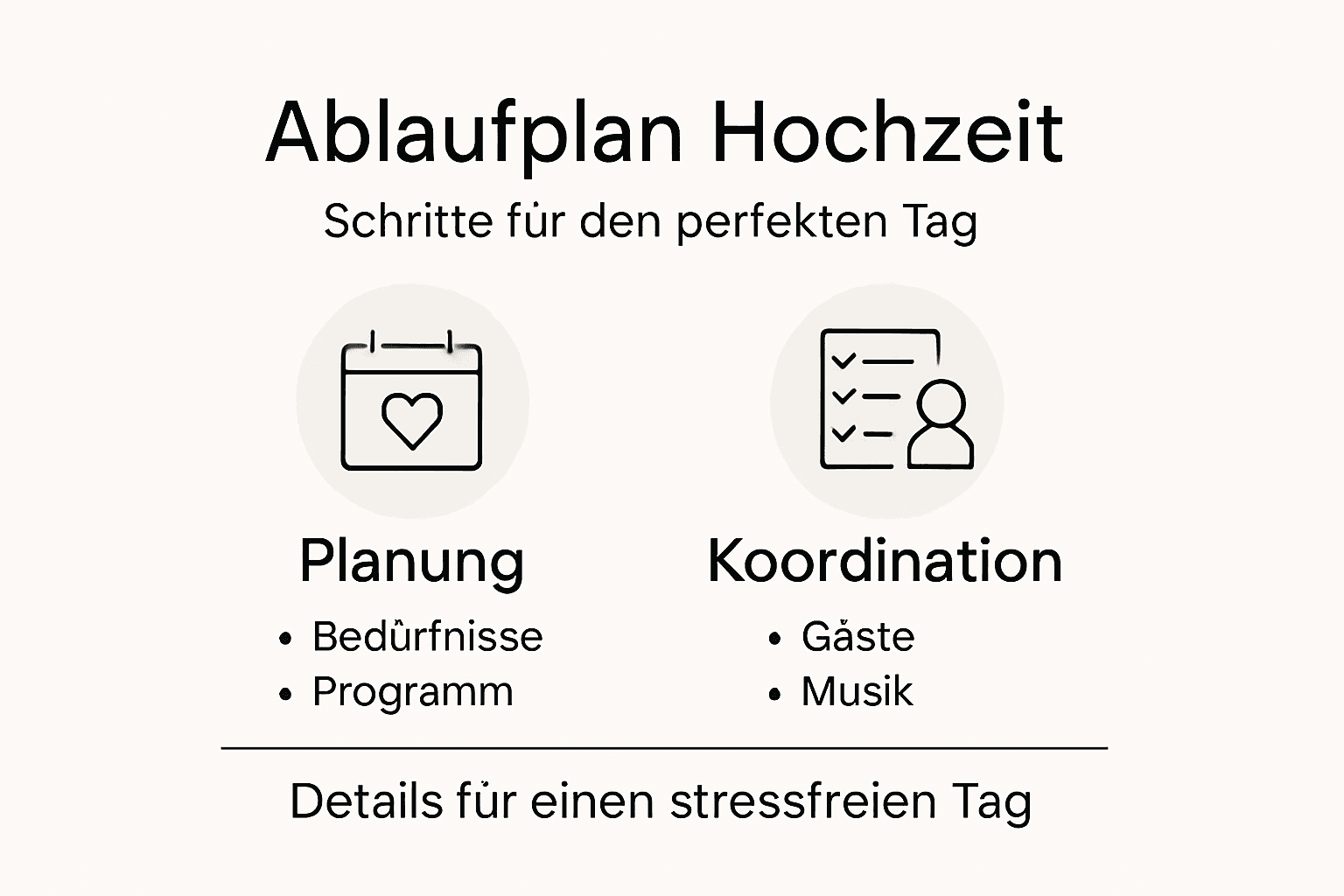 Ablaufplan Hochzeitsfeier erstellen: Leitfaden für Ihren perfekten Tag 3 Grafische Übersicht: So läuft euer Hochzeitstag ab