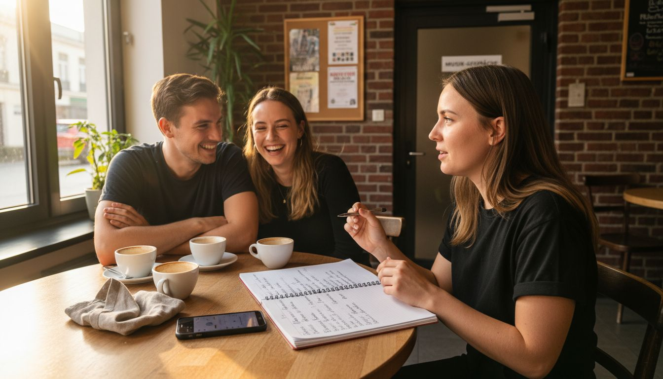 Ein DJ bespricht mit einem Paar die Musikauswahl für ihre Feier.