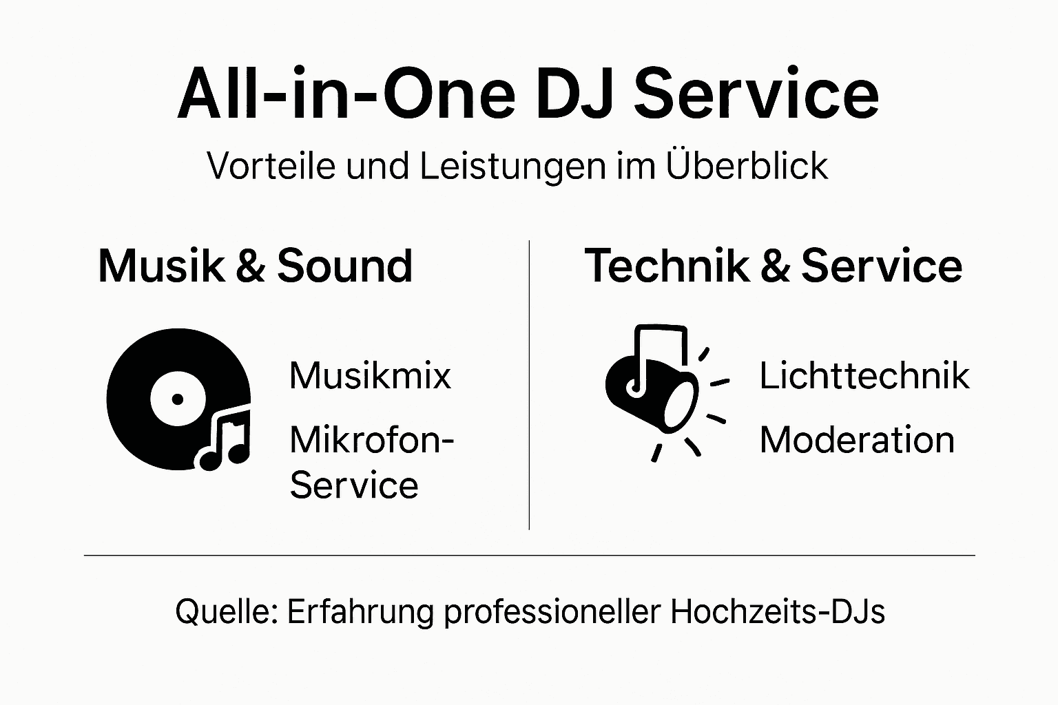 Was bedeutet All-in-One DJ Service für Hochzeiten? 3 Übersicht: Das bietet ein professioneller All-in-One DJ-Service