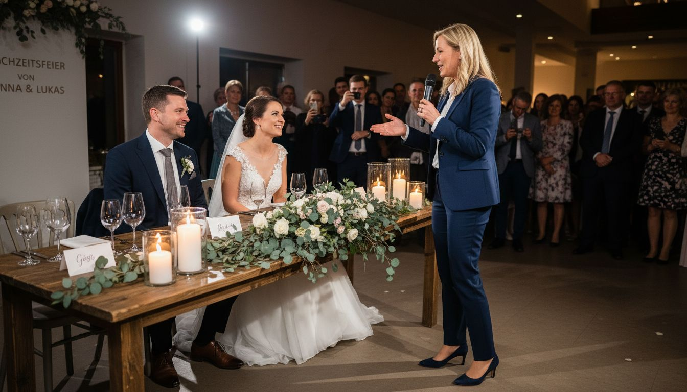 Zusatzoptionen DJ-Service: Mehrwert für Ihre Hochzeit in München 3 Ein erfahrener Moderator führt charmant durch das musikalische Programm der Hochzeit und sorgt dafür, dass die Live-Band oder der Künstler perfekt in den Ablauf integriert wird.