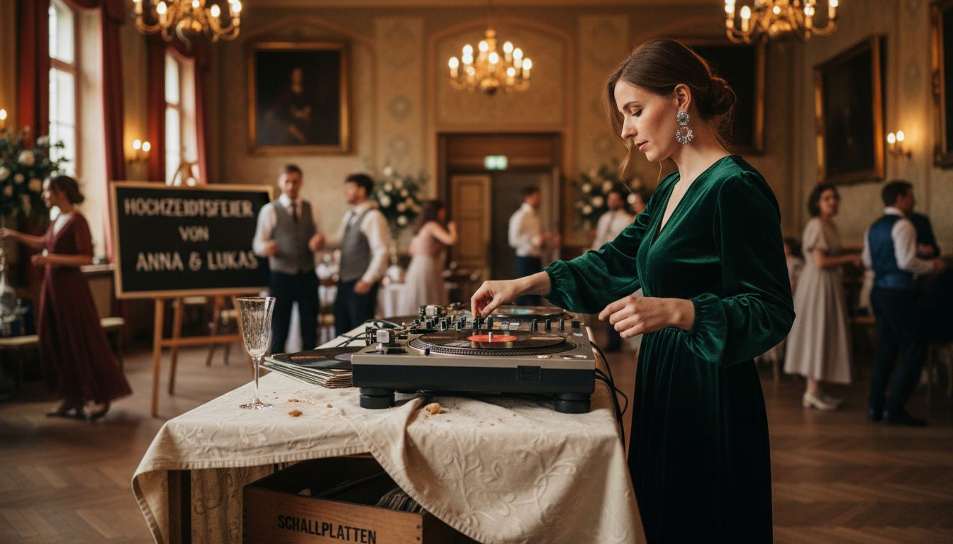 DJ-Technik erklärt: So gelingt Musik auf Events 2 Eine DJane legt auf einer Hochzeit Vinylplatten auf und bereitet den nächsten Song am Mischpult vor.