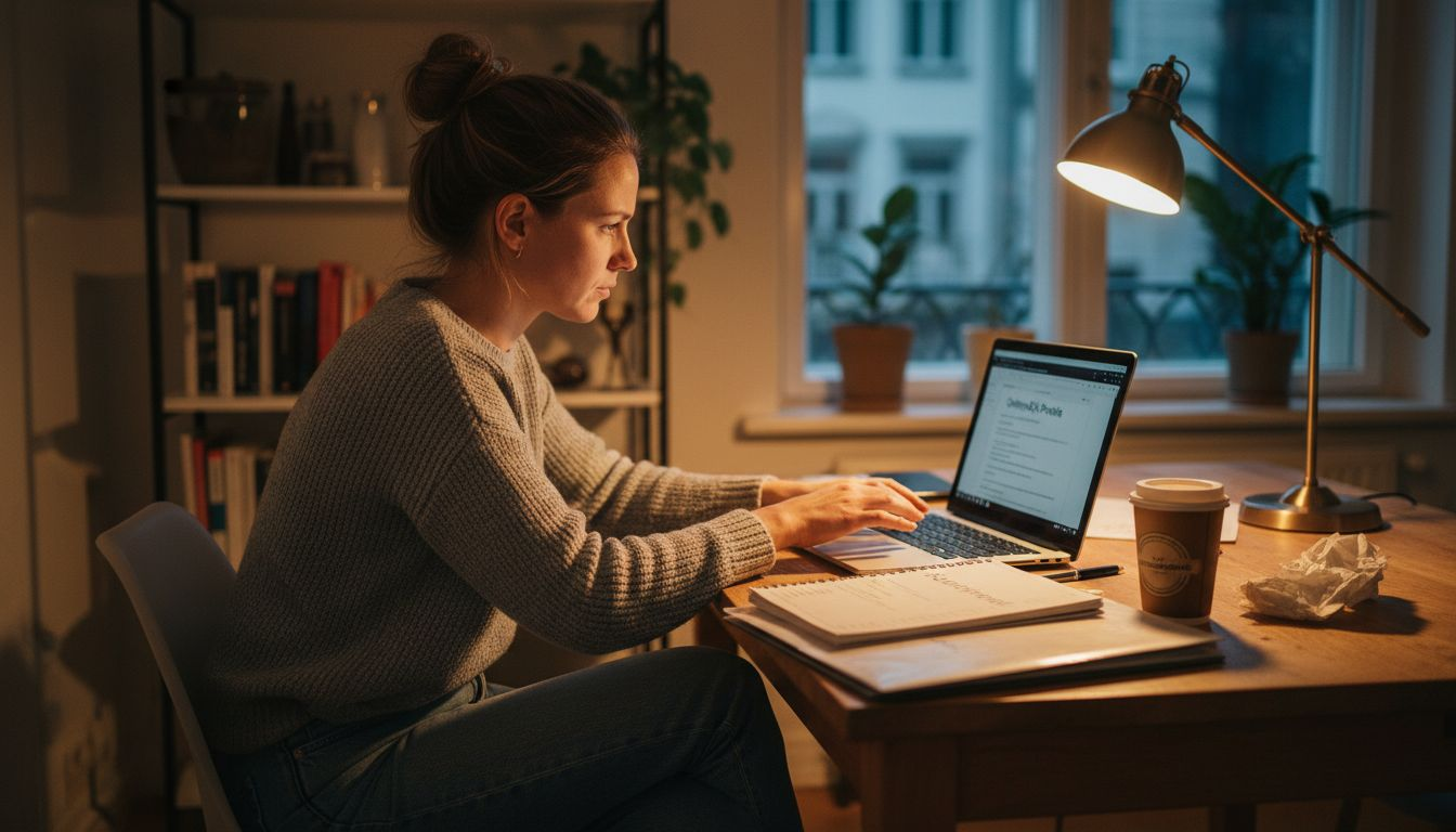 DJ buchen Anleitung: Hochzeit-DJ in München engagieren 2 Eine Frau stöbert am Laptop durch verschiedene DJ-Profile und vergleicht sie miteinander.