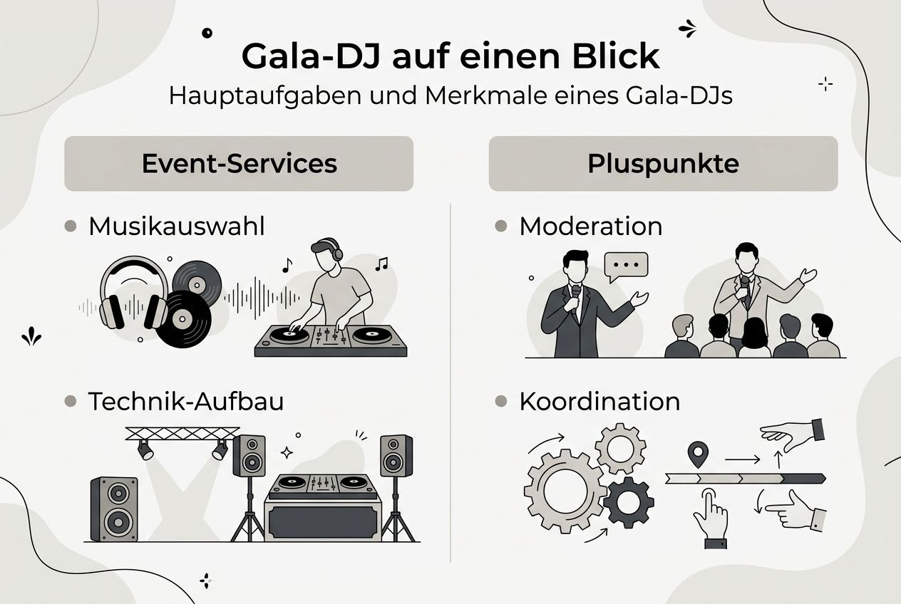 Infografik: Die wichtigsten Aufgaben und Vorteile eines Gala-DJs auf einen Blick