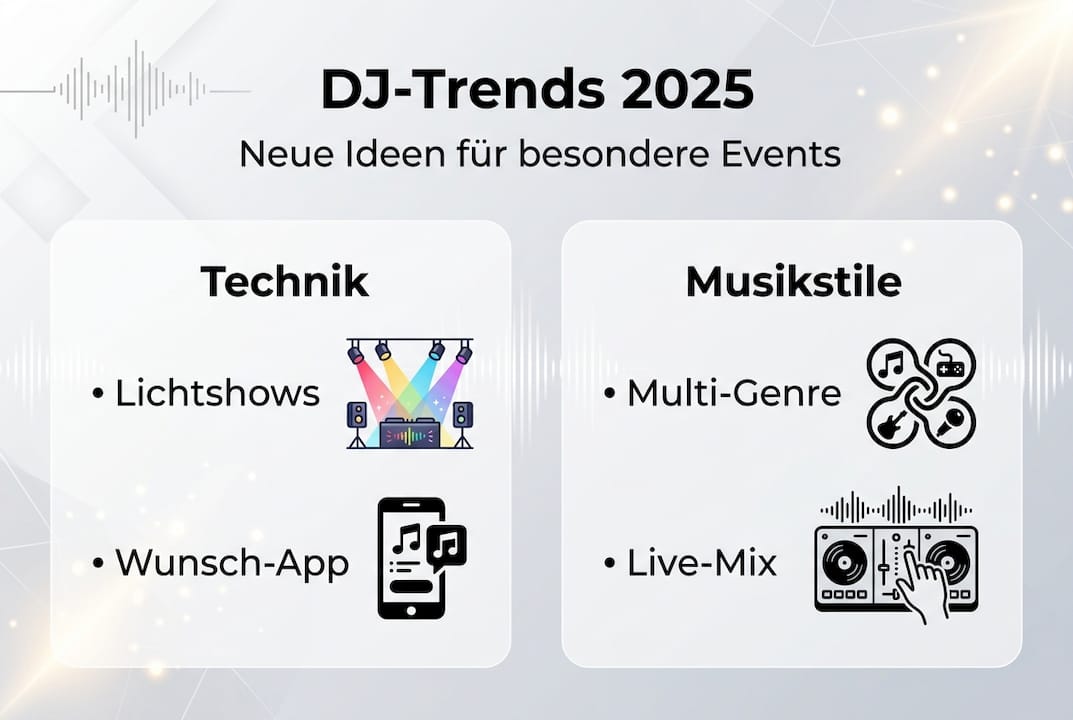 Infografik: Die wichtigsten DJ-Trends 2025 – Technik-Highlights und musikalische Strömungen im Überblick