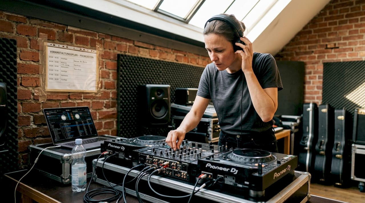 DJ-Entertainment Trends 2025: Innovative Konzepte für München 3 Ein DJ testet im Studio das Mischpult für seinen nächsten Auftritt.