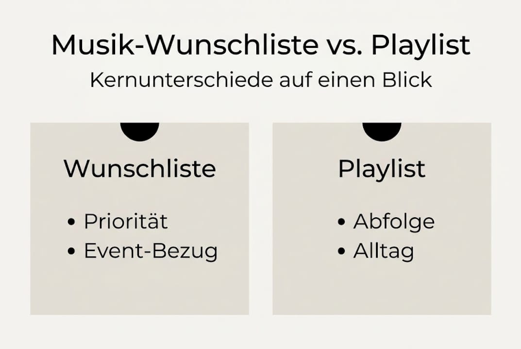 Infografik: Was unterscheidet eine Wunschliste von einer Playlist?