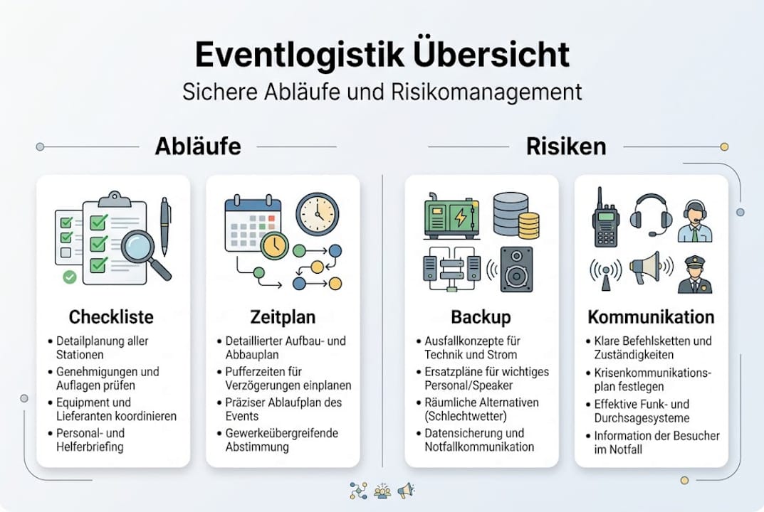Übersicht: Abläufe und Risiken in der Eventlogistik auf einen Blick