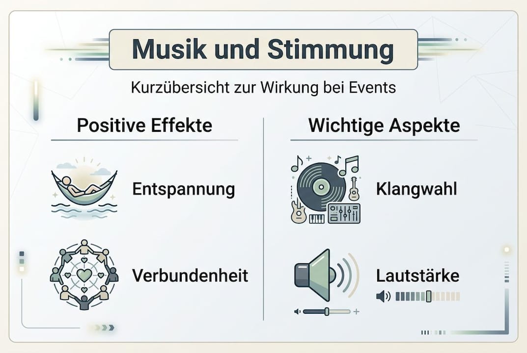 Musik und DJ-Konzepte für Events in München 2 Eine Infografik veranschaulicht, wie Musik die Atmosphäre und Stimmung von Veranstaltungen beeinflusst.