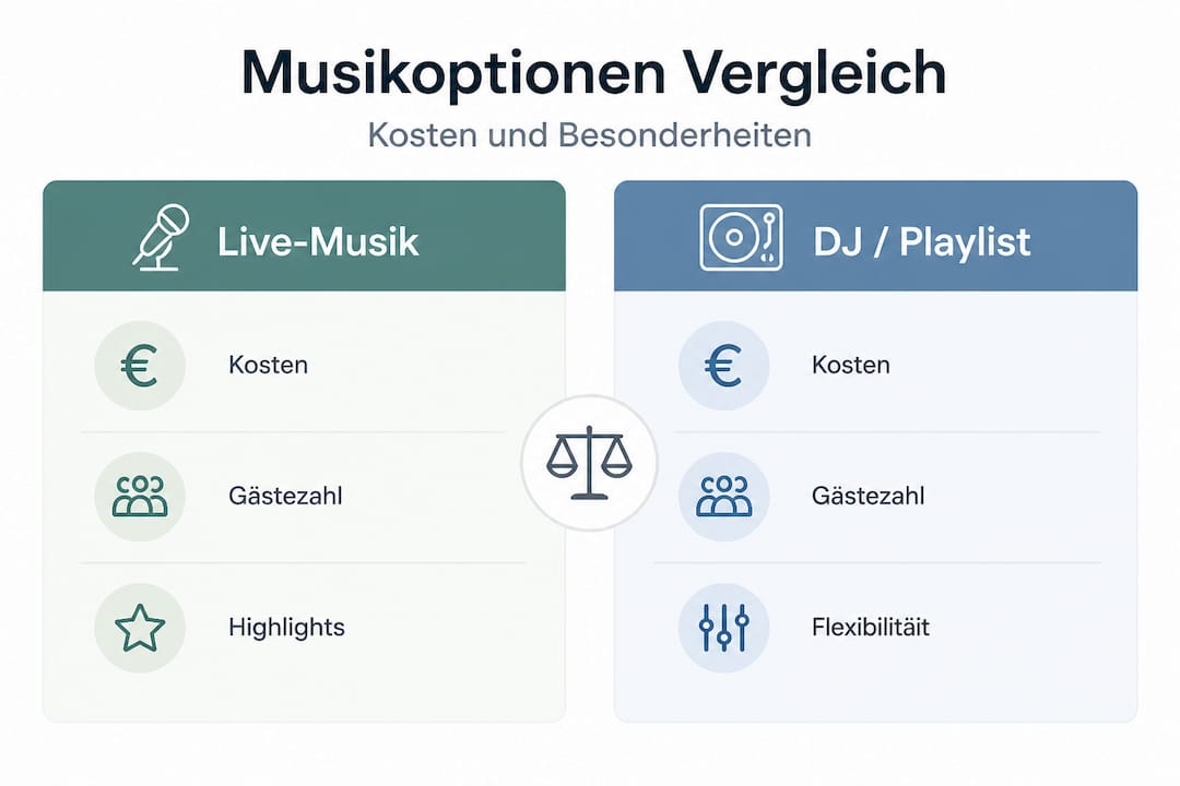 Schritt-für-Schritt zur perfekten Eventmusik für Ihre Hochzeit 3 Infografik: Welche Musik passt am besten zur Hochzeit? Ein Vergleich der beliebtesten Optionen