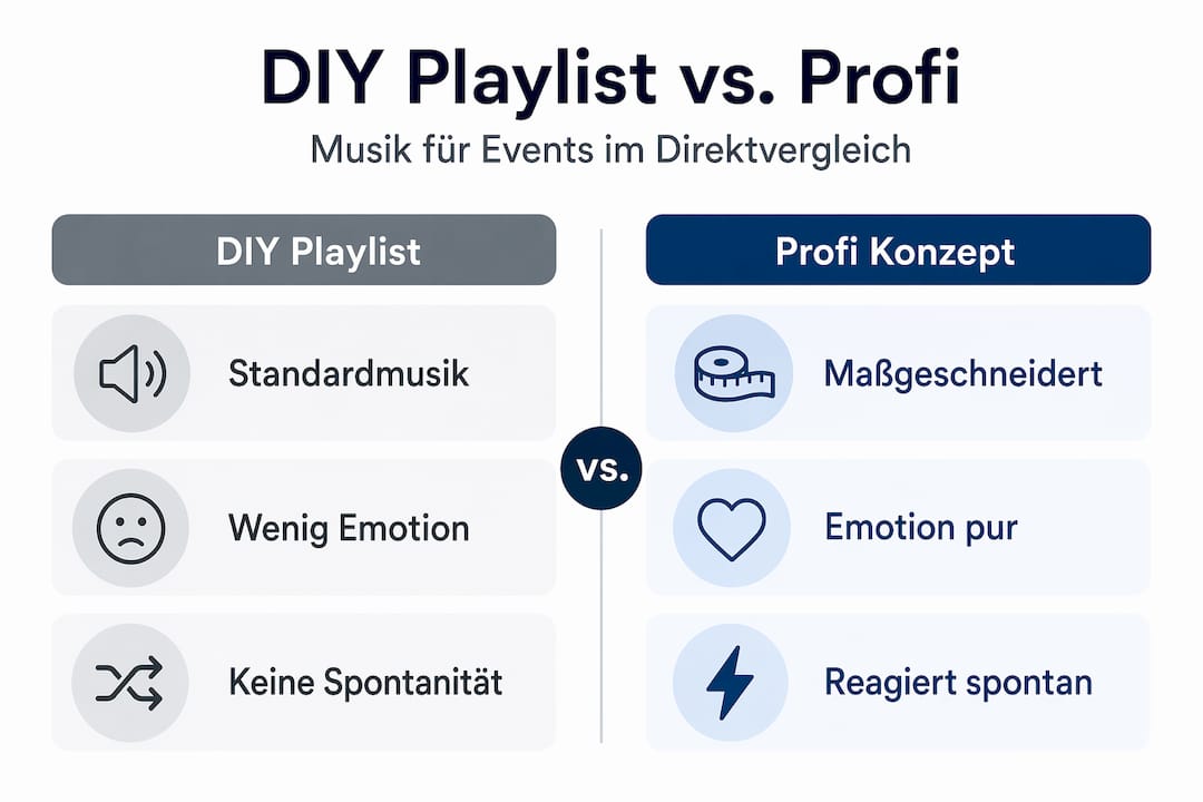 Vorteile maßgeschneiderter Musikkonzepte für Events 2 Infografik: DIY-Playlist vs. professionelles Musik-Konzept – ein direkter Vergleich