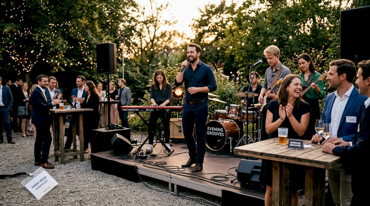Firmenevent Musikplanung: Der Praxisleitfaden 2026 2 Mitreißende Livemusik heizt die Stimmung auf der Firmenfeier ordentlich an.