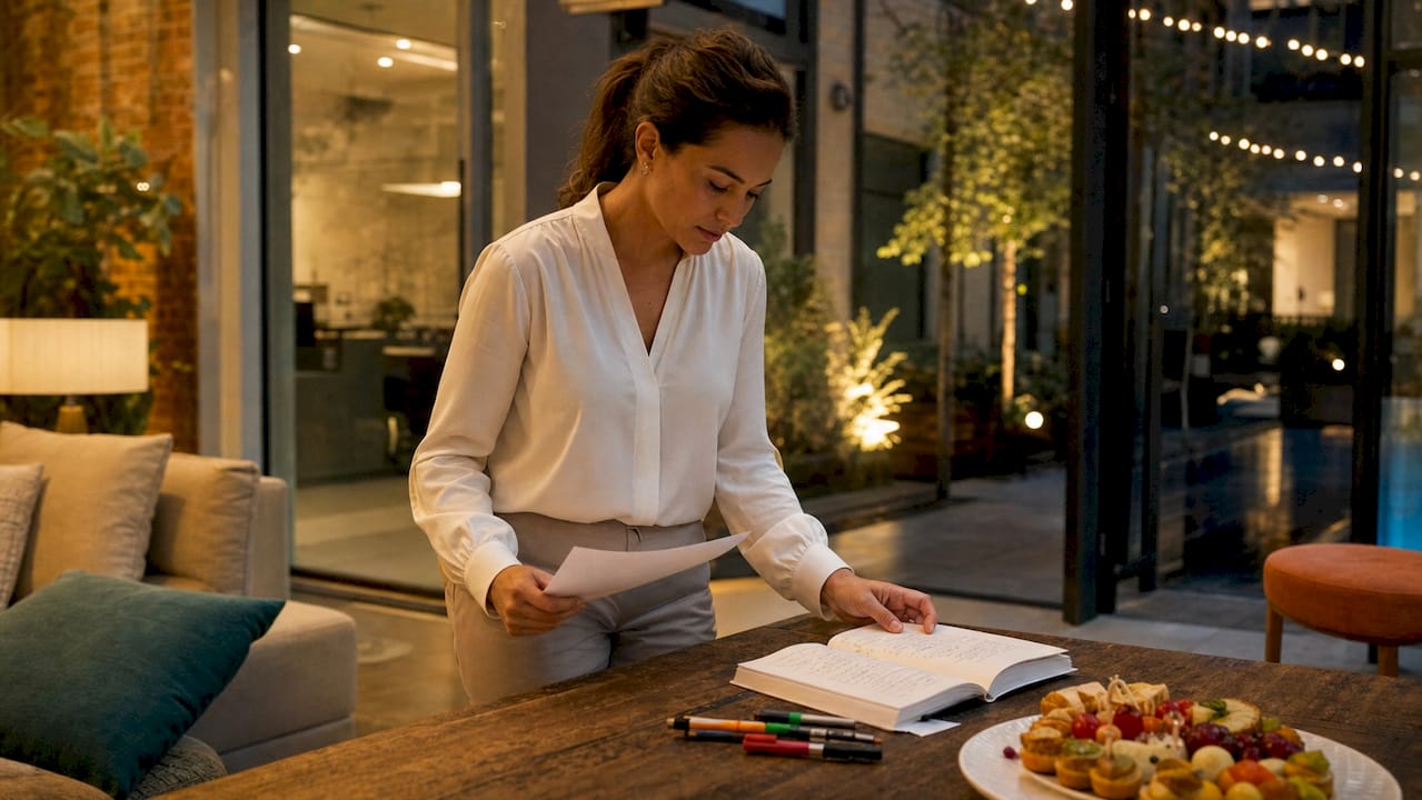 Was ist ein After-Work-Event? Dein Guide 2026 2 Die Eventmanagerin organisiert ein After-Work-Treffen im Konferenzraum.