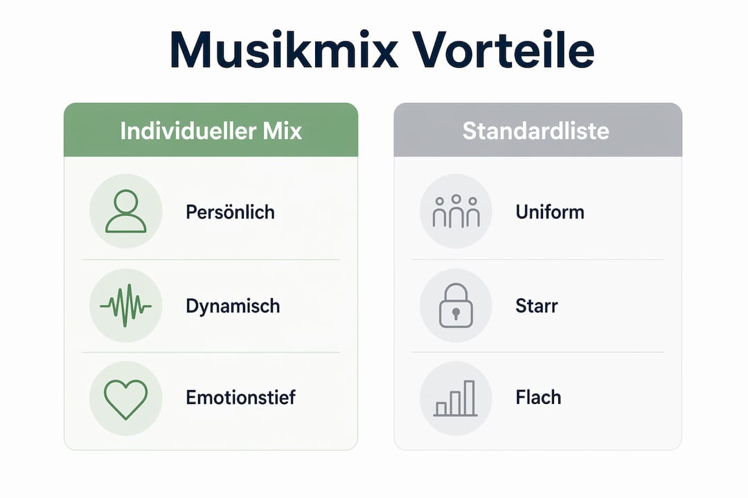Infografik: Persönlicher Musikmix im Vergleich zur klassischen Playlist
