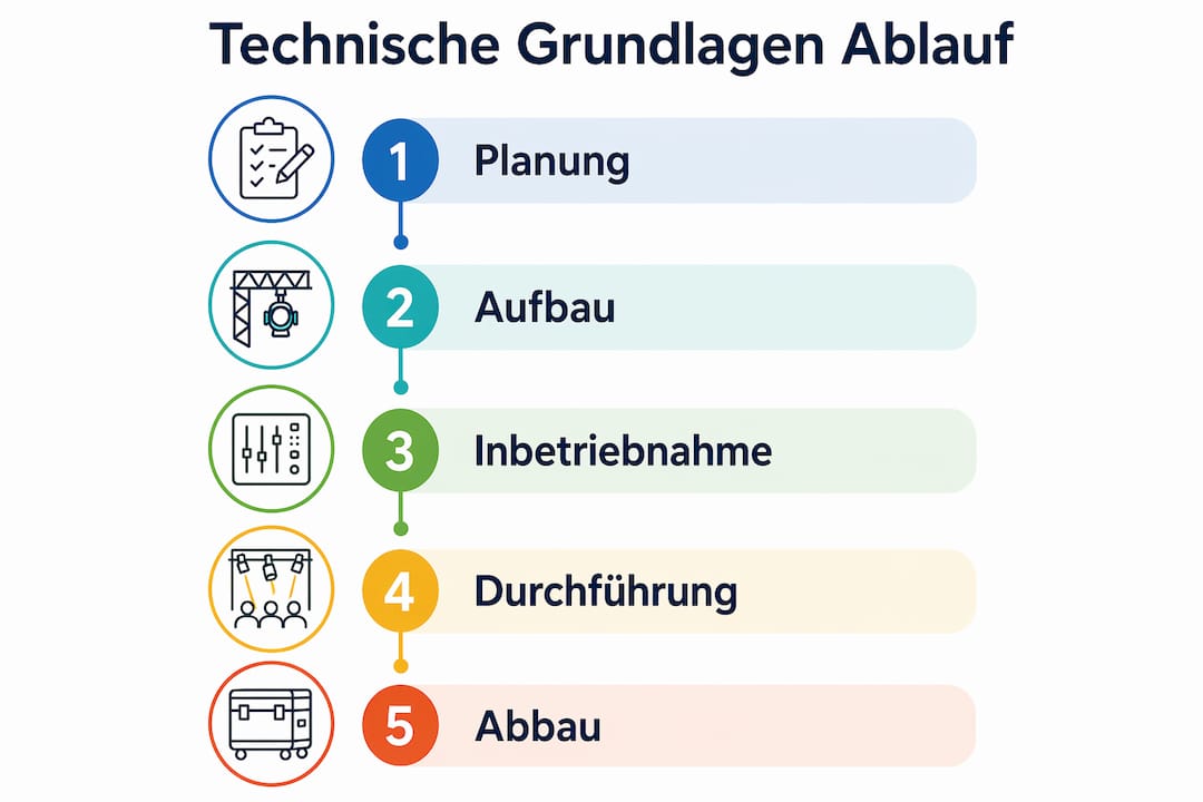 Grundlagen der Veranstaltungstechnik: Praxisleitfaden 2026 3 Grafische Übersicht: So läuft die Veranstaltungstechnik ab