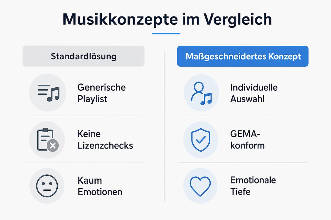Definition maßgeschneiderter Musikkonzepte für Events 3 Infografik: Individuelle Musiklösungen vs. Standard-Konzepte im Vergleich