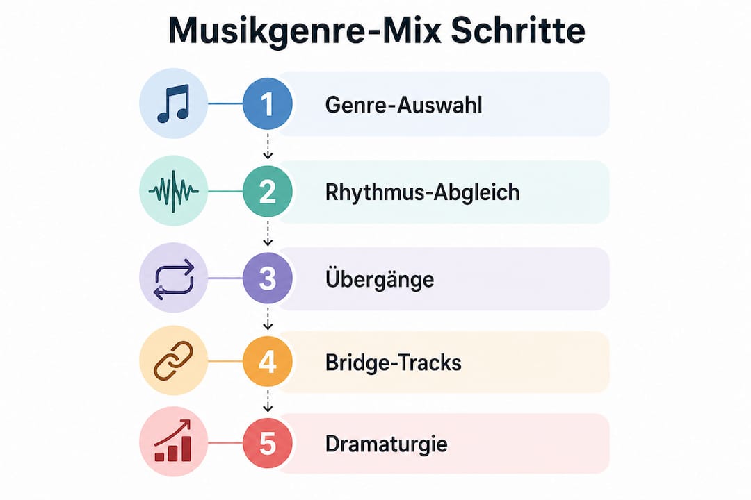 Schritt-für-Schritt-Anleitung: So kombinierst du verschiedene Musikstile – übersichtlich als Infografik dargestellt