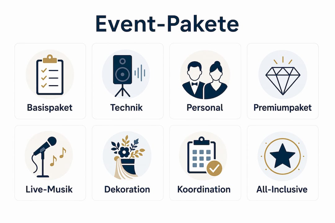 Übersicht der Event-Pakete mit Leistungen im Vergleich