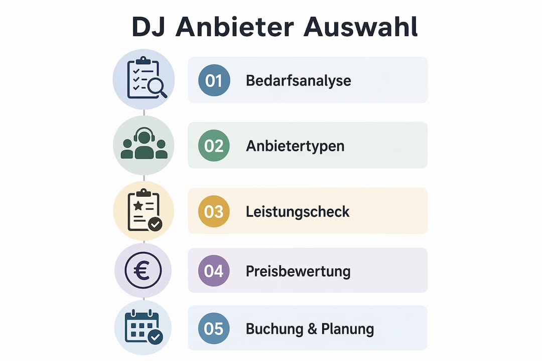 DJ Anbieter Vergleich 2025: Beste Wahl für München 2 Infografik: So findest du den passenden DJ in München – Schritt für Schritt zum perfekten Anbieter