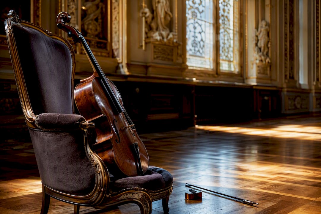 Klassisches Streichinstrument auf einem Stuhl