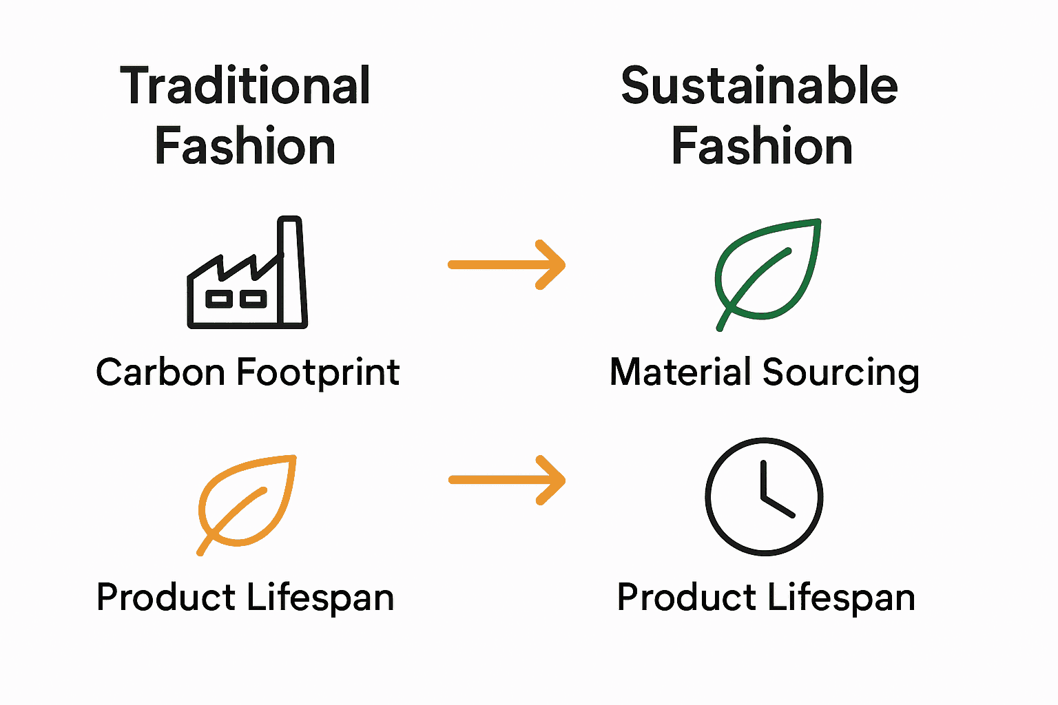 Comparison infographic traditional vs sustainable fashion key factors