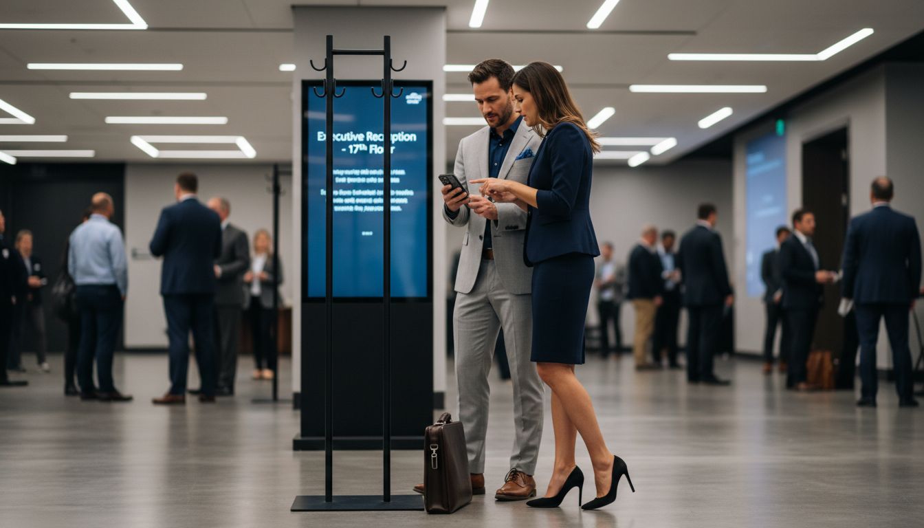 Business professionals selecting event attire