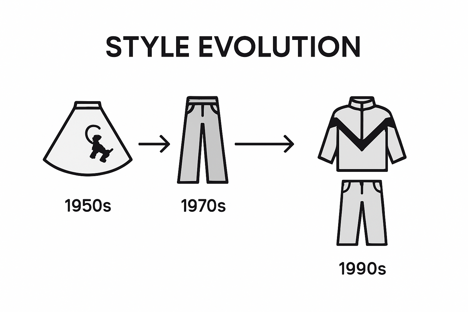 Infographic comparing key retro style eras