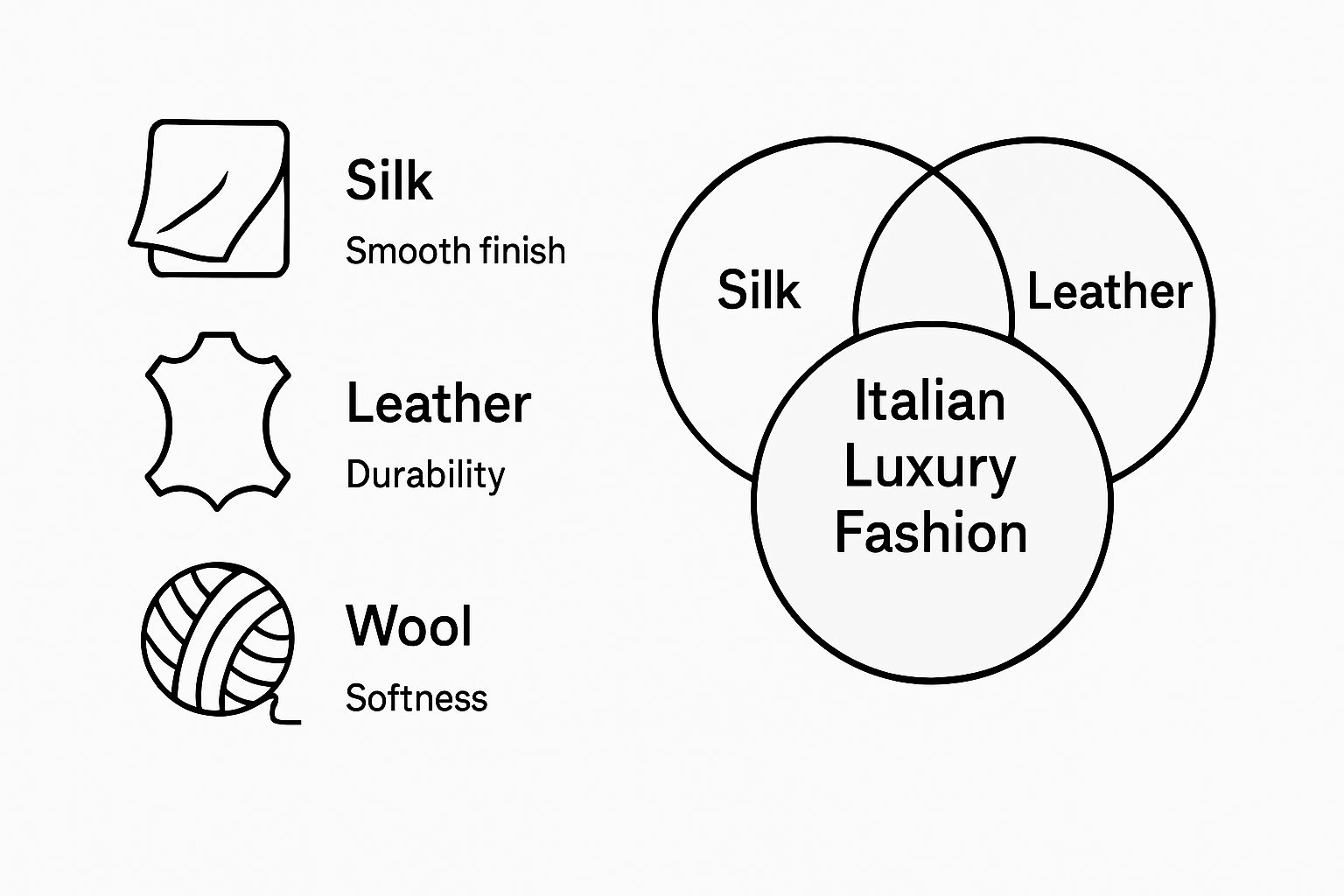 Infographic comparing Italian luxury materials
