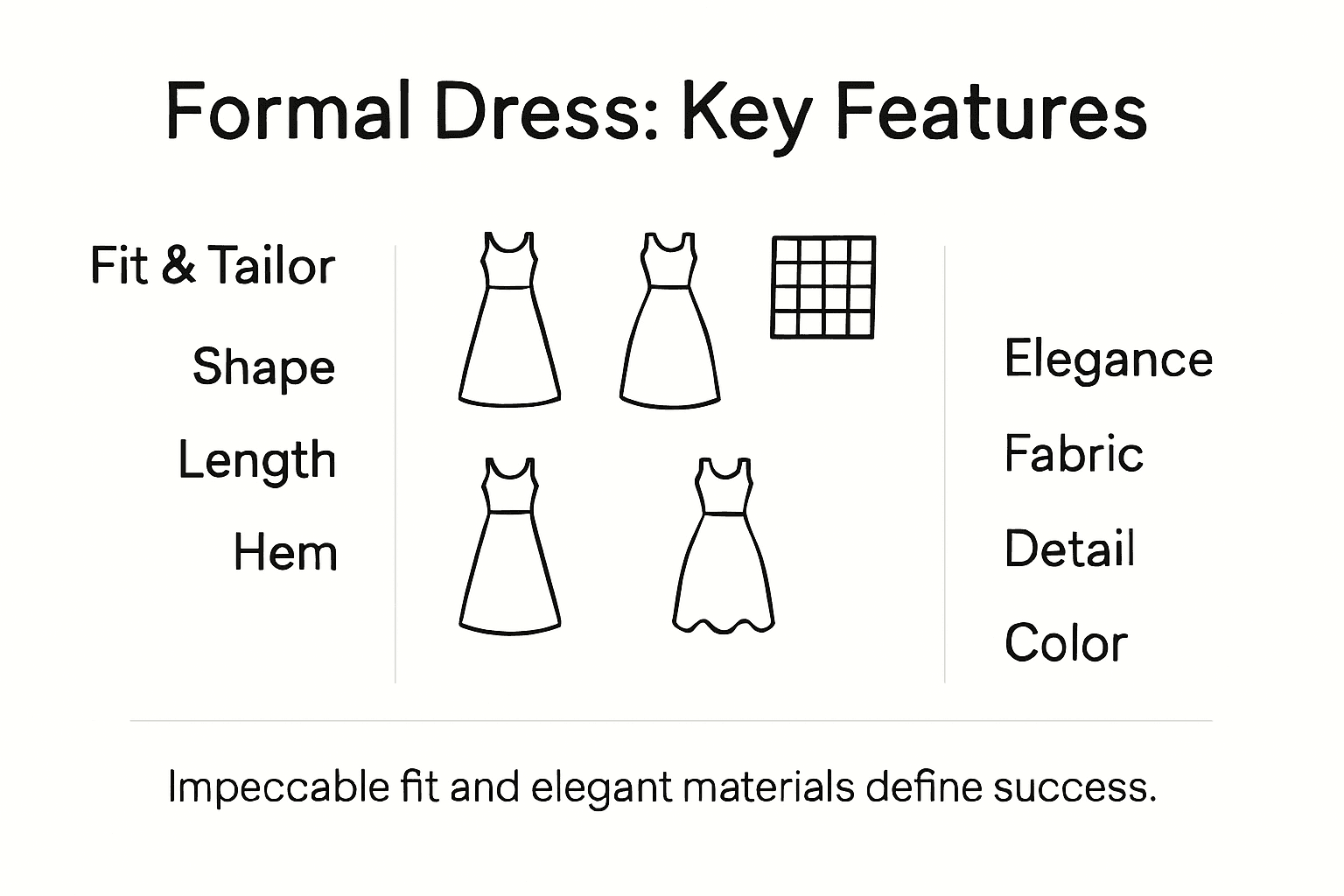 Infographic key features of formal dress