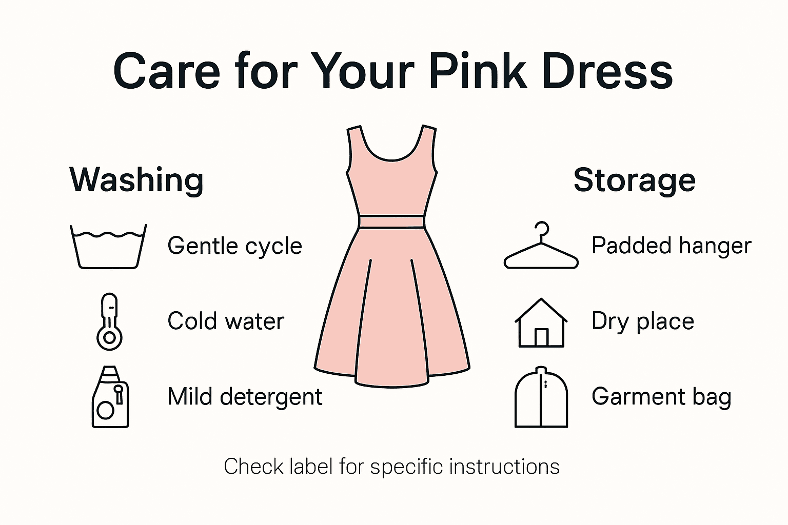 Infographic on caring for pink dress essentials