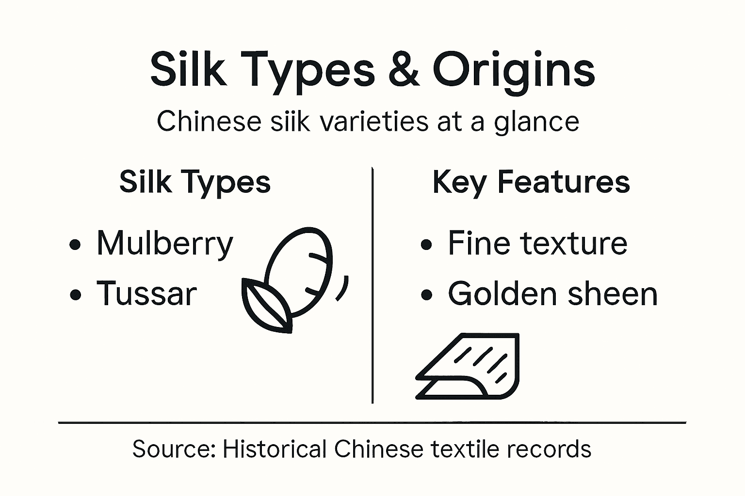 Infographic showing Chinese silk types and features