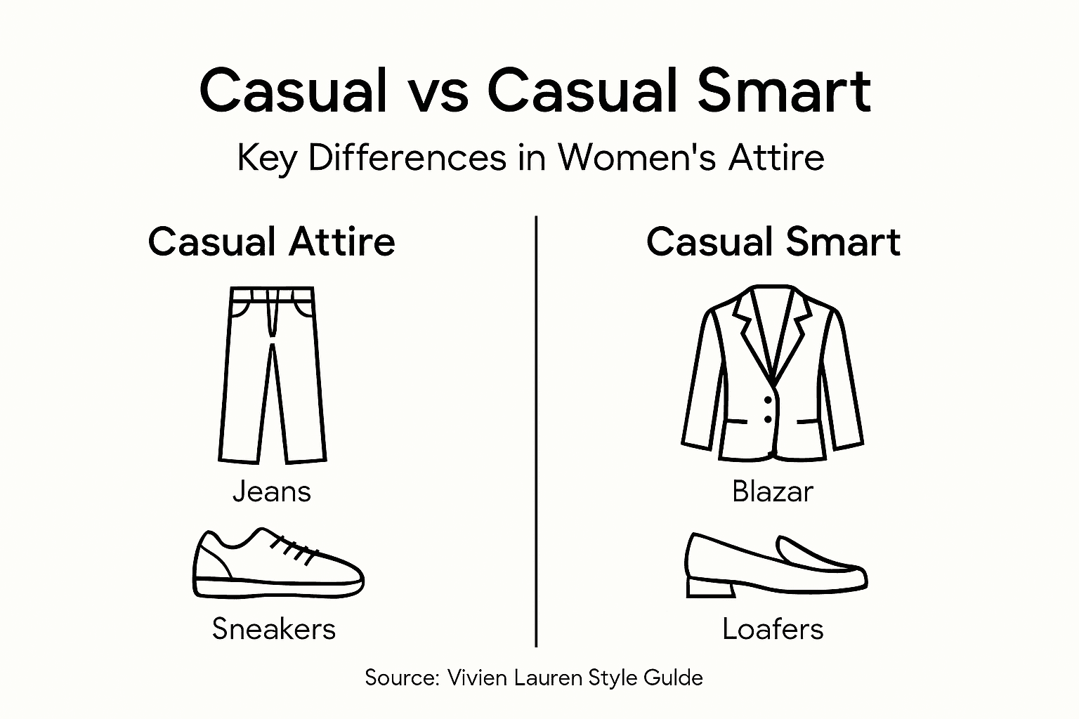 Infographic comparing casual and smart casual attire