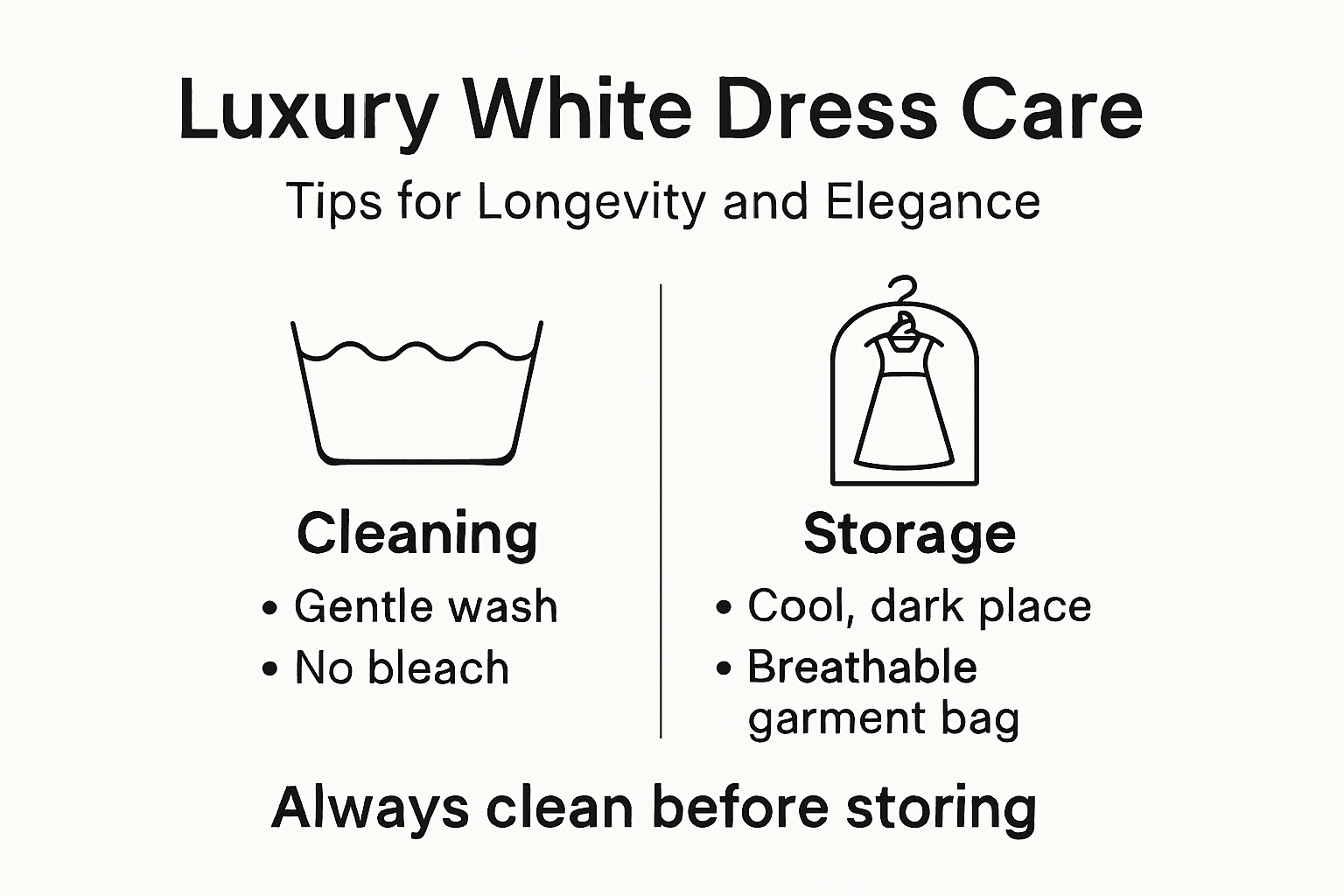 Infographic white dress care steps
