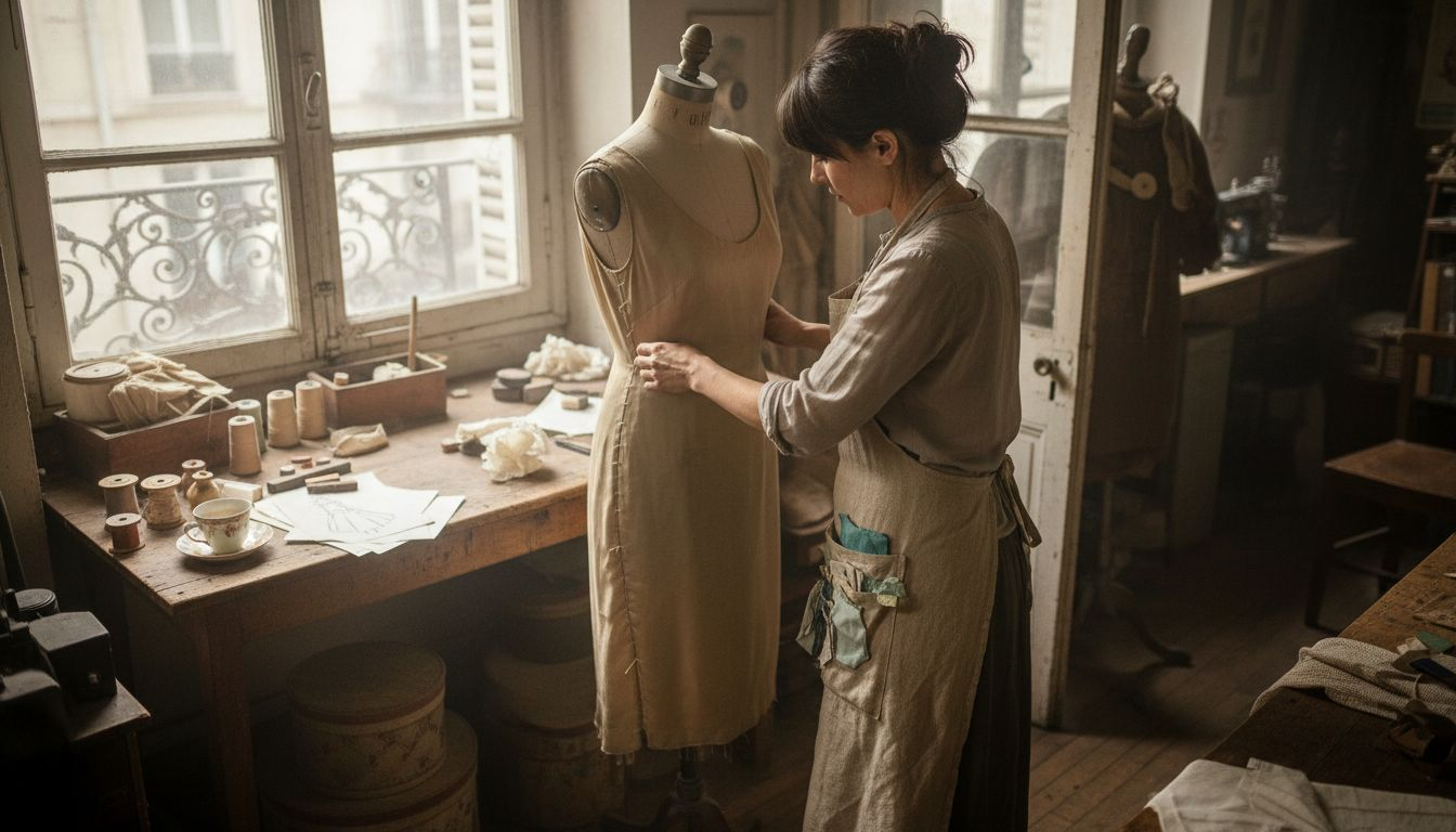 Seamstress tailoring 1920s French dress