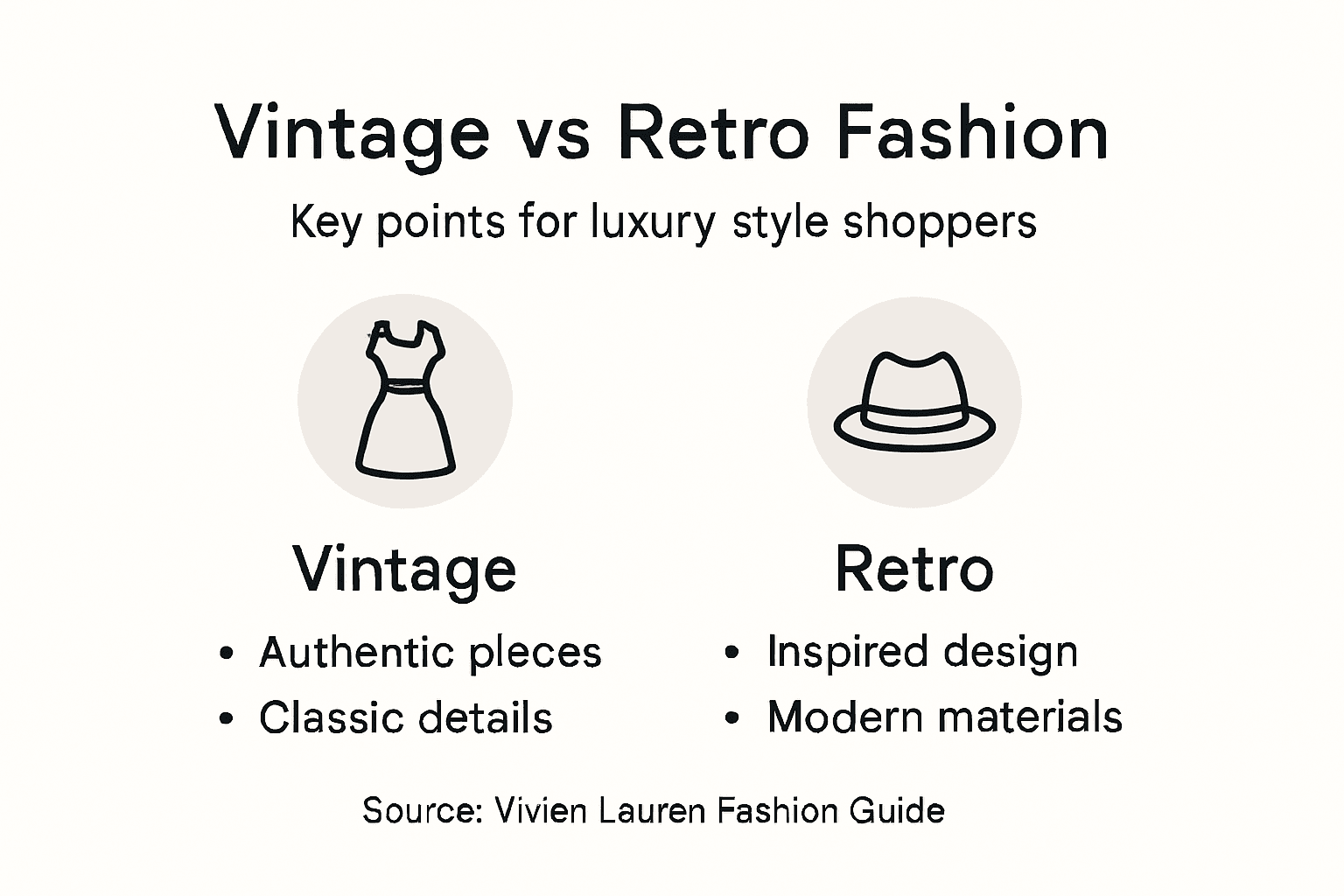 Infographic comparing vintage and retro fashion features