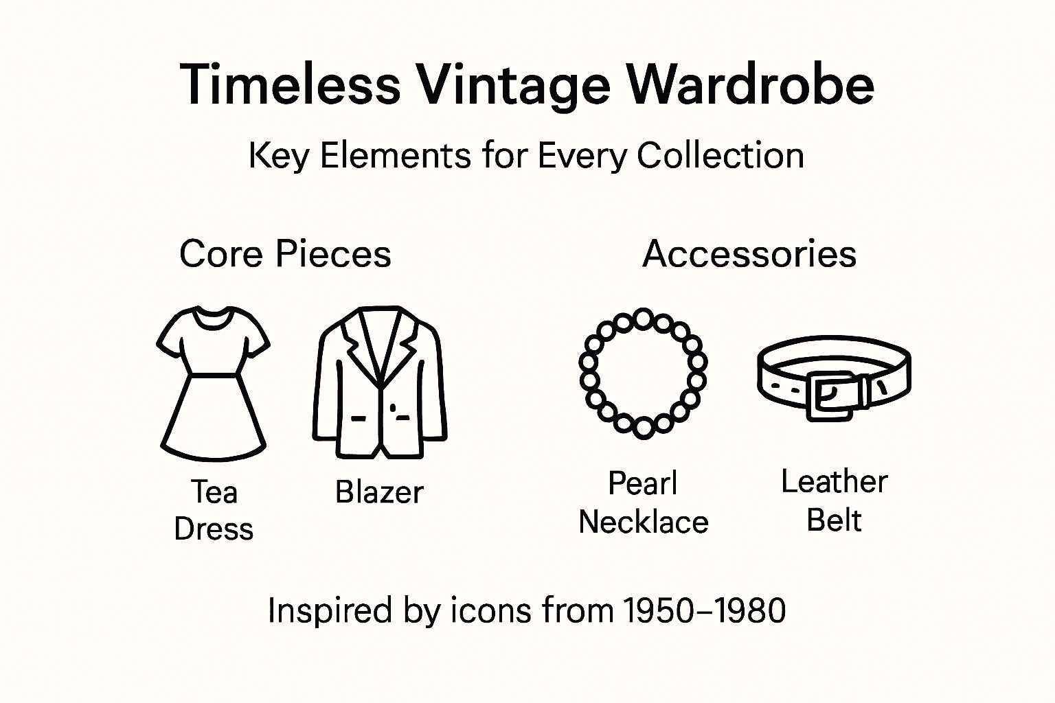 Infographic with vintage wardrobe key items