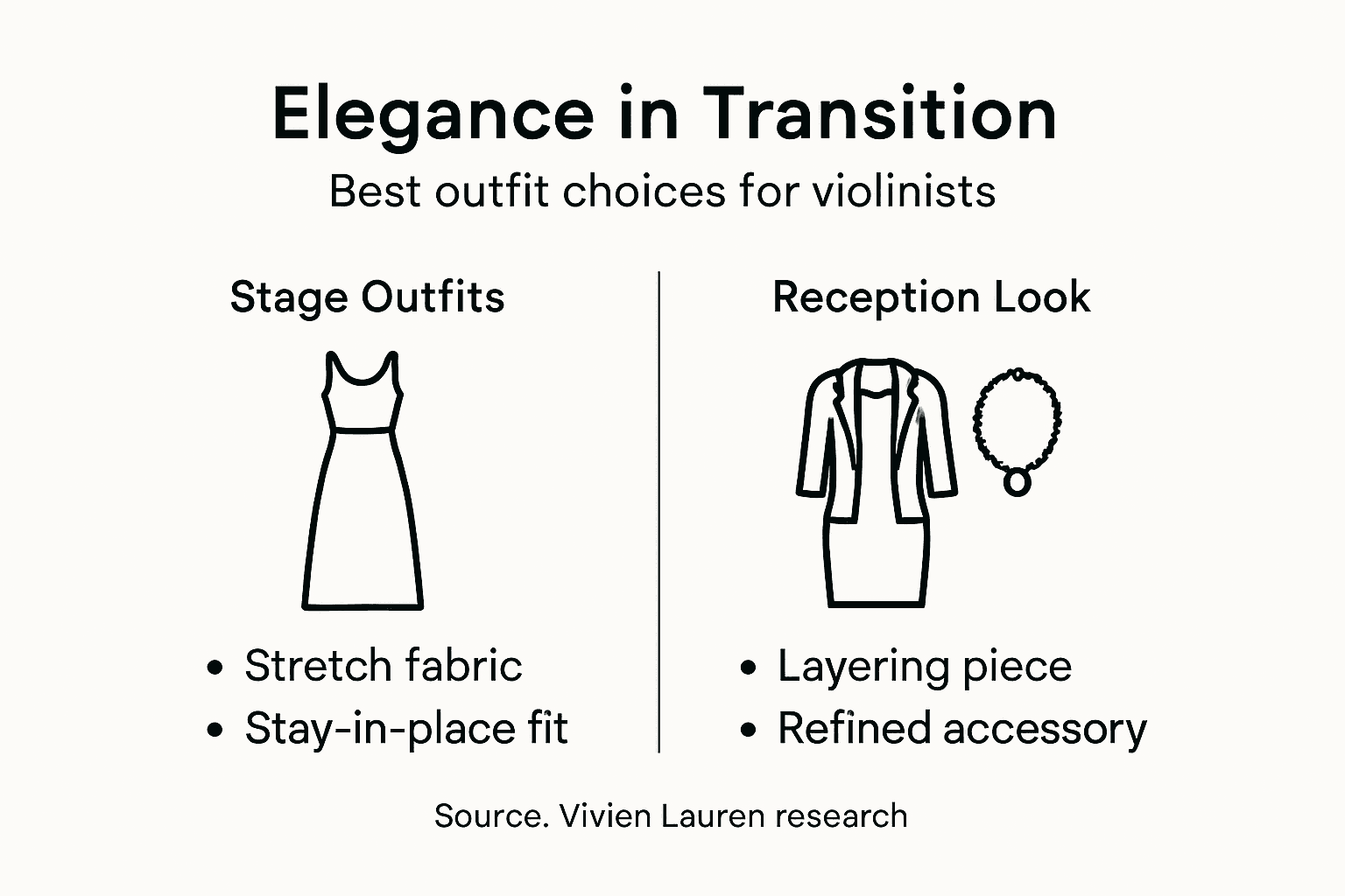 Infographic about violinist outfit transition tips