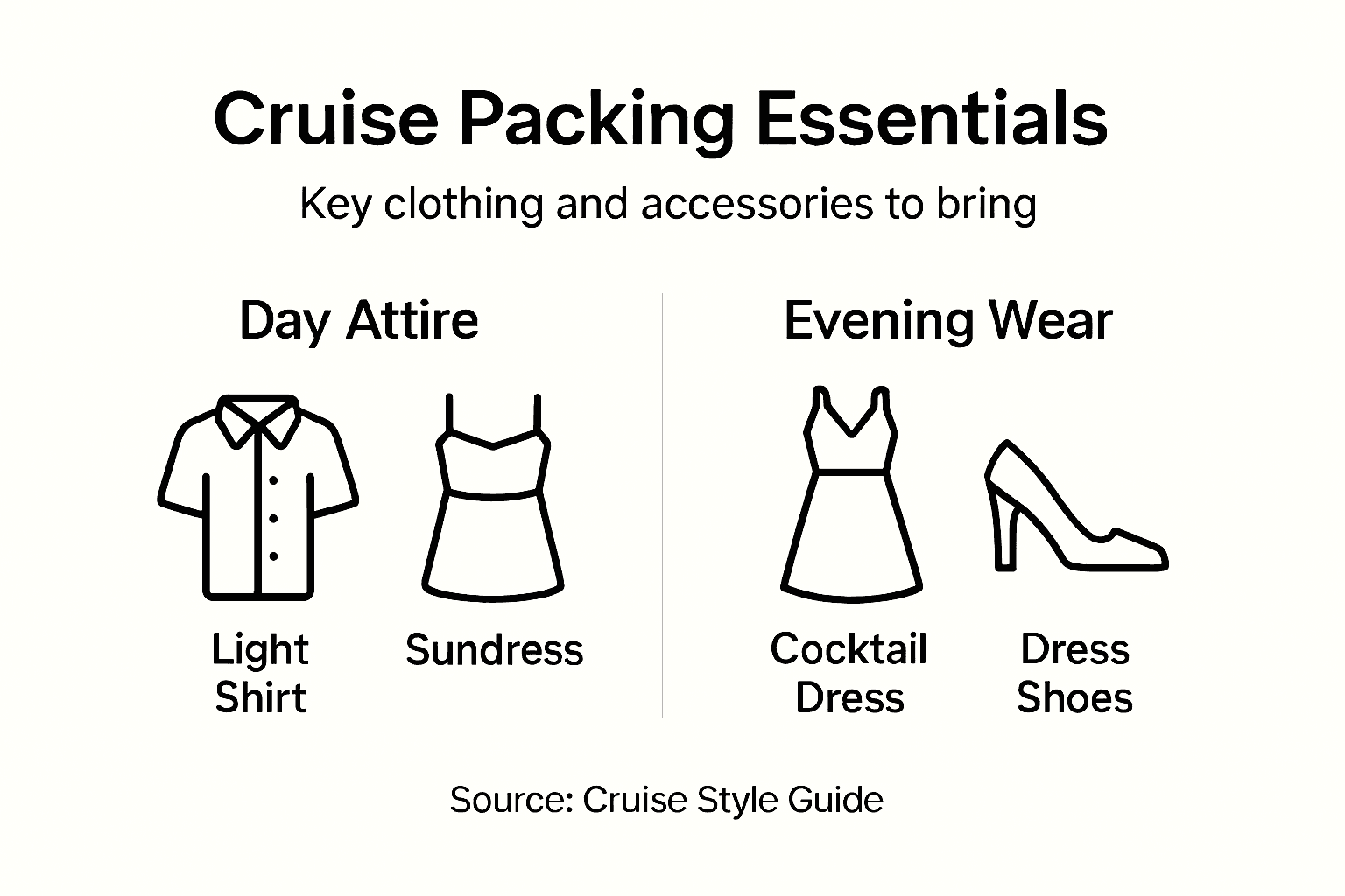 Infographic with cruise clothing essentials