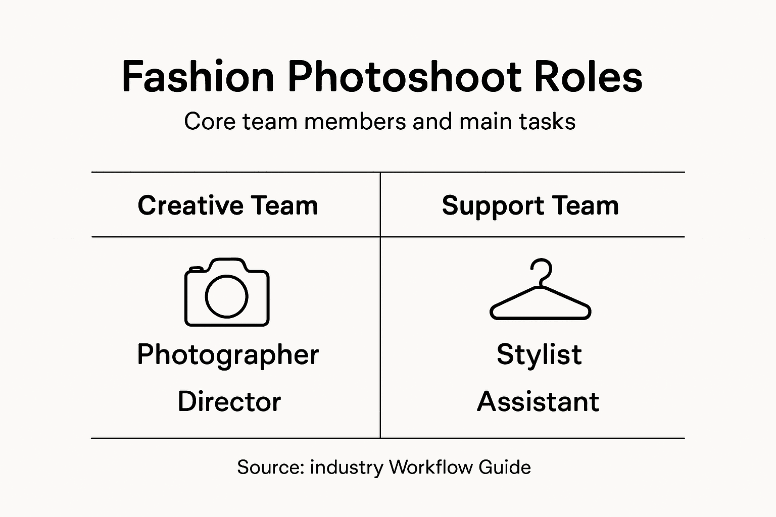 Infographic on roles in fashion shoot team