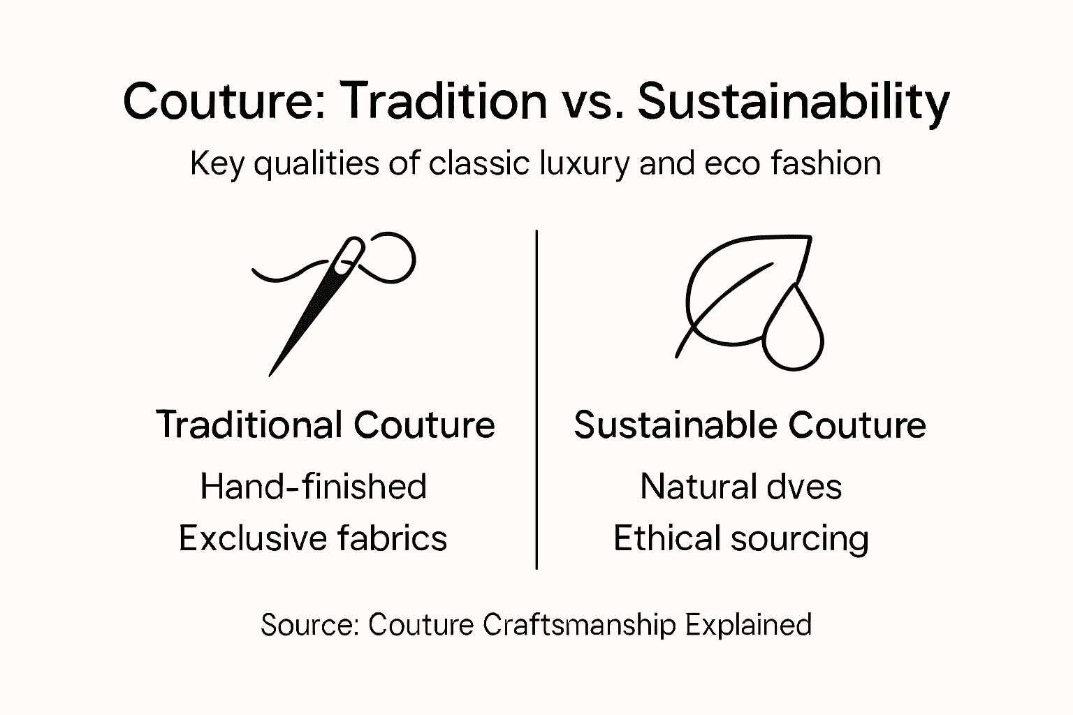 Infographic comparing traditional and sustainable couture