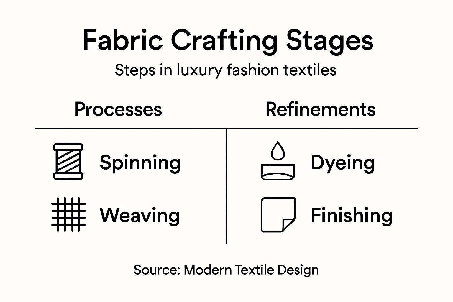 Infographic showing stages of fabric creation
