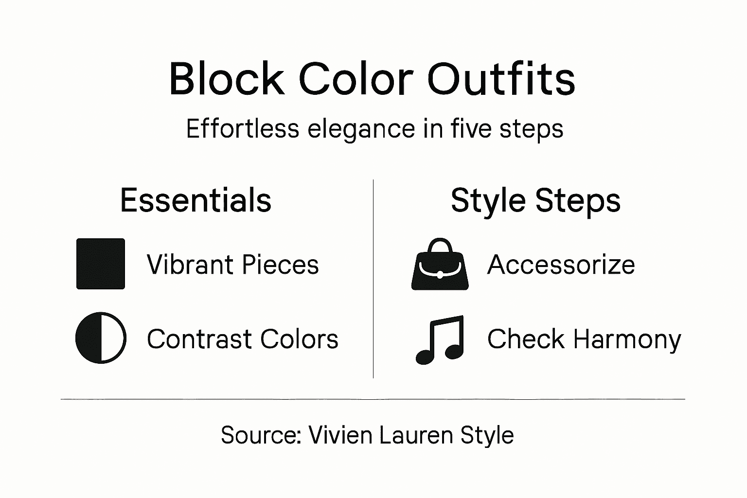 Infographic of block color outfit essentials